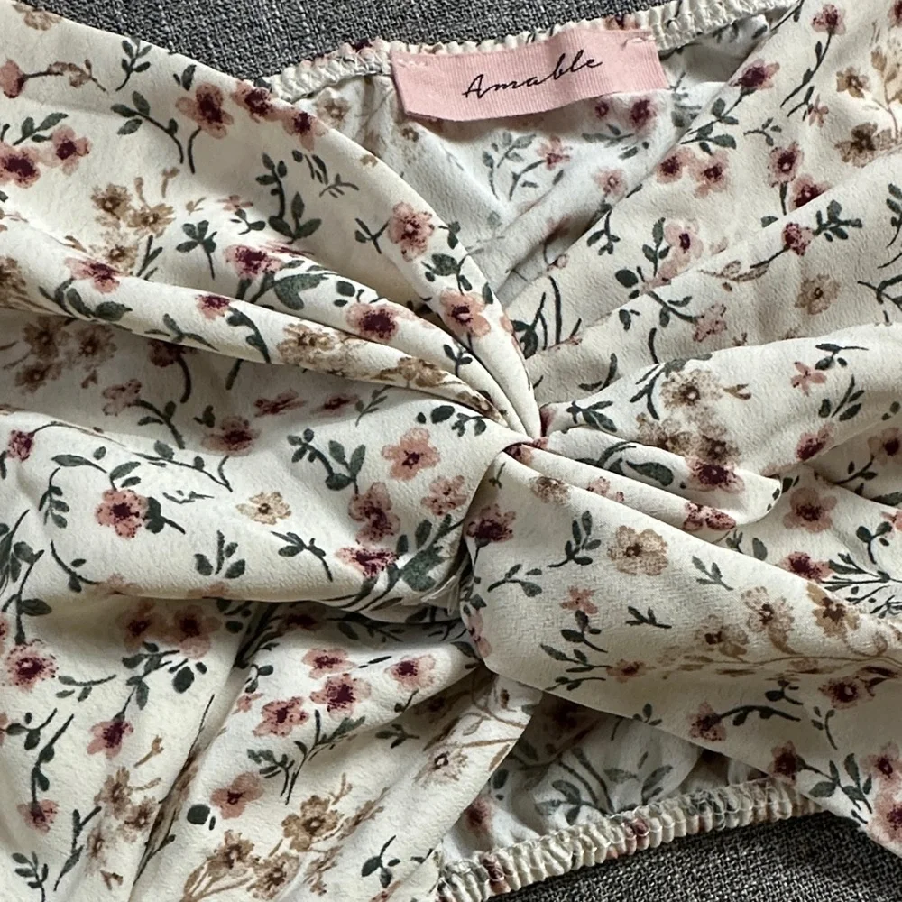 Floral Puff Sleeve Crop Top - Picture 5 of 5
